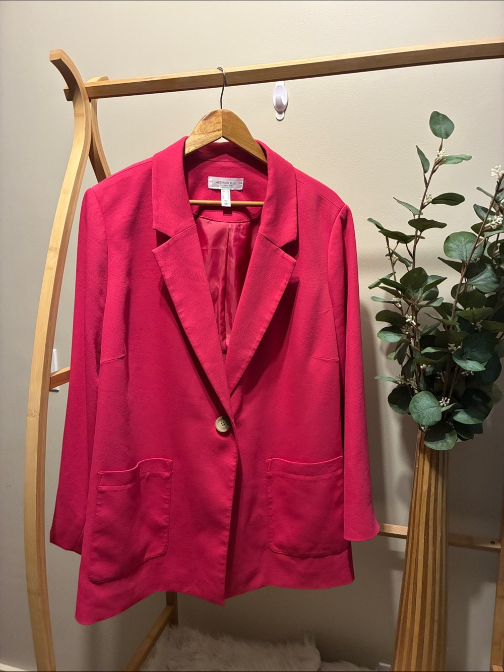Addition Elle Hot Pink Single-Button Blazer
